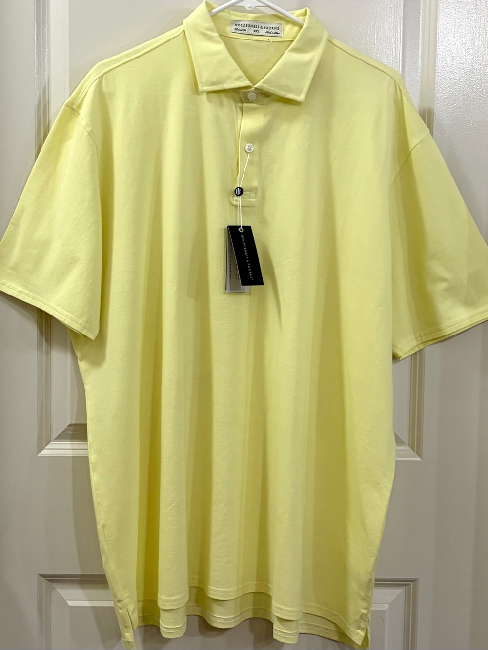 Holderness & Bourne The Hunter Polo Citron & White Golf Shirt Mens XXL NWT Soft